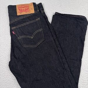 Levis Jeans Mens 32X30 (31x28) Black 501 Straight Leg Button Fly Denim